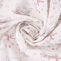 Baumwollstoff Chic Häschen mit Blumenkranz weiß rose 1.40m Breite