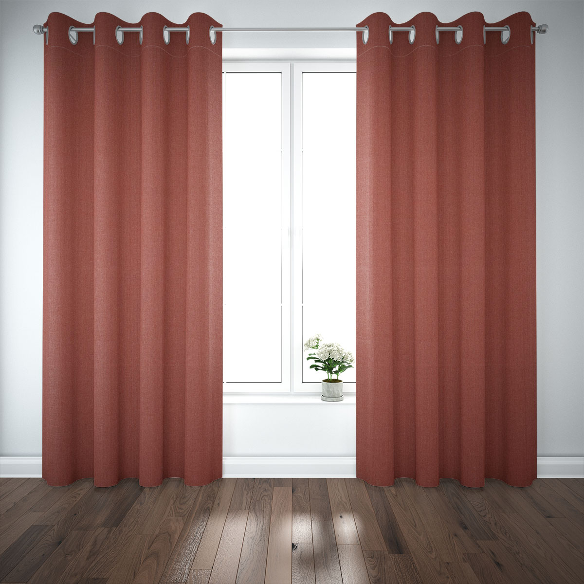DekostoffPanama Vercors melierte Struktur uni terracotta 140cm