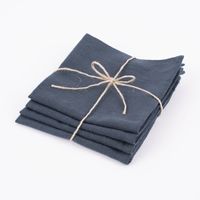 SCHÖNER LEBEN. Stoffservietten 4er Set Bio Ramie Leinenoptik dunkelblau 40x40cm