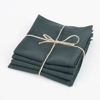 SCHÖNER LEBEN. Stoffservietten 4er Set Bio Ramie Leinenoptik dunkelgrün 40x40cm