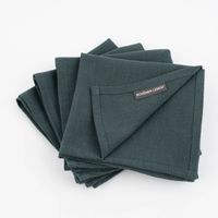 SCHÖNER LEBEN. Stoffservietten 4er Set Bio Ramie Leinenoptik dunkelgrün 40x40cm
