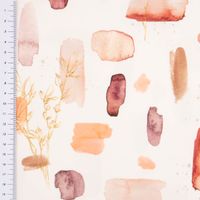 Baumwolljersey Digitaldr. Pinselstriche Blumen aquarell creme violett