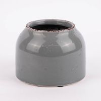 Keramik Vase Pflanztopf rustikal einfarbig grau 10x14cm