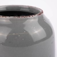 Keramik Vase Pflanztopf rustikal einfarbig grau 10x14cm