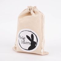 Beutel mit Kordelzug Ostern natur weiß schwarz 19.5x29cm verschiedene Motive