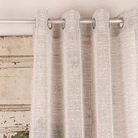Ösengardine Schnurstreifen mit Glitzerpailletten stein weiß 135x260cm