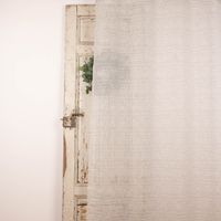 Ösengardine Schnurstreifen mit Glitzerpailletten stein weiß 135x260cm