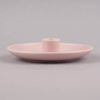 Rico Design Kerzenhalter für Stabkerzen Schale mit Rillen Porzellan matt rosa 3.5x15.5cm
