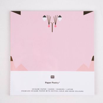 Rico Design Origami Papier Hasen 30 Blatt rosa 15x15cm