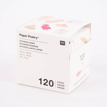 Rico Design Sticker Hasen rosa weiß goldfarbig 120 Stück