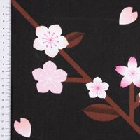 Rico Design Canvas Baumwollstoff Kirschblüten schwarz rosa 50x140cm