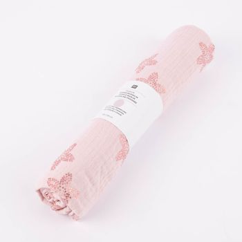 Rico Design Bekleidungsstoff Krinkel MusselKirschblüten rosa metallic
