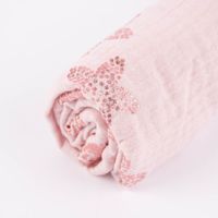 Rico Design Bekleidungsstoff Krinkel MusselKirschblüten rosa metallic