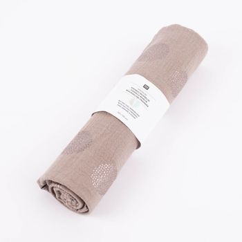 Rico Design Bekleidungsstoff Krinkel MusselKirschblüten taupe metalli