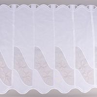 Scheibengardine Organza nähfrei Stickerei Blumen weiß beige 70cm