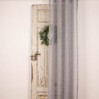 Ösenvorhang Dekoschal Leinenoptik Pompons grau 135x245cm