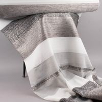 Gardinenstoff Dekostoff halbtransparent Streifen matt glänzend grau 1.50m Breite