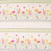 Gardinenstoff Dekostoff Wiesenblumen Streifen natur bunt 1.60m