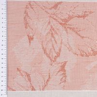 Gardinenstoff Dekostoff halbtransparent Streifen matt Blätter lachs beige 1.50m Breite