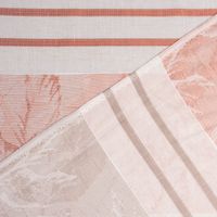Gardinenstoff Dekostoff halbtransparent Streifen matt Blätter lachs beige 1.50m Breite