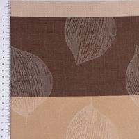 Gardinenstoff Dekostoff halbtransparent Streifen Blätter braun beige 1.50m Breite