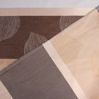 Gardinenstoff Dekostoff halbtransparent Streifen Blätter braun beige 1.50m Breite