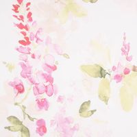 Gardinenstoff Dekostoff Leinenstruktur halbtransparent Aquarell Blumen weiß rosa grün 1.45m Breite