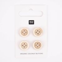 Rico Design Kokosnuss Knöpfe 4-Loch natur 1.3cm 4 Stück