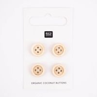 Rico Design Kokosnuss Knöpfe 4-Loch natur 1.2cm 4 Stück