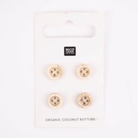 Rico Design Kokosnuss Knöpfe 4-Loch natur 1cm 4 Stück