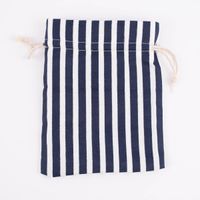 Rico Design Stoffbeutel aus Baumwolle mit Kordelzug gestreift blau weiß 11x14cm