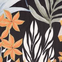 Samtstoff Dekostoff Digitaldruck ArtDeco Blätter schwarz orange 1.50m