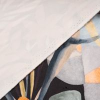 Samtstoff Dekostoff Digitaldruck ArtDeco Blätter schwarz orange 1.50m