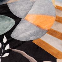 Samtstoff Dekostoff Digitaldruck ArtDeco Blätter schwarz orange 1.50m
