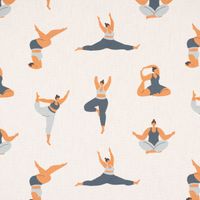 Dekostoff Baumwolle Digitaldr. Body Positivity Yoga wollweiß blau 1.40