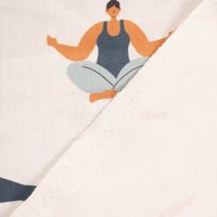 Dekostoff Baumwolle Digitaldr. Body Positivity Yoga wollweiß blau 1.40