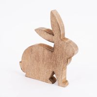 Osterhase Holzhase aus Mangoholz naturbraun 18x20x2cm