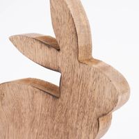 Osterhase Holzhase aus Mangoholz naturbraun 18x20x2cm