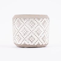 Pflanztopf klein Rautenmuster geprägt Beton grau weiß 8x7cm