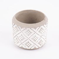 Pflanztopf klein Rautenmuster geprägt Beton grau weiß 8x7cm