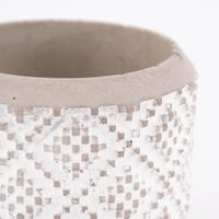 Pflanztopf klein Rautenmuster geprägt Beton grau weiß 8x7cm