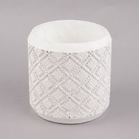 Pflanztopf Rautenmuster geprägt Beton weiß 14.5x14cm