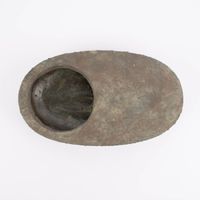 Pflanztopf oval mit runder Pflanzöffnung Keramik grau braun 30.7x17.7x6.7cm