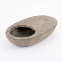 Pflanztopf oval mit runder Pflanzöffnung Keramik grau braun 30.7x17.7x6.7cm
