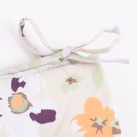 Outdoor Stuhlkissen Bindebänder Blüten Blumen beige hellgrün weiß 4