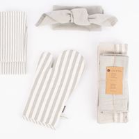 Linen & More Platzsets und Servietten Suzy Streifen 8er Set hellgrau c