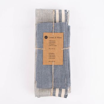 Linen & More Platzsets und Servietten Suzy Streifen 8er Set indigo bla