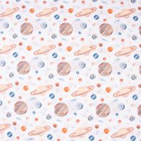 Baumwollstoff Popeline Digitaldr. Aquarell Planeten Weltall weiß bunt