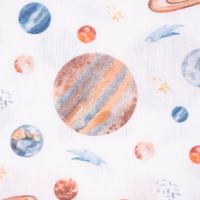 Baumwollstoff Popeline Digitaldr. Aquarell Planeten Weltall weiß bunt