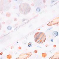 Baumwollstoff Popeline Digitaldr. Aquarell Planeten Weltall weiß bunt